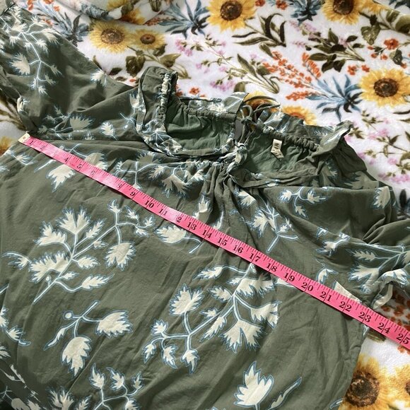 Mirth Midi Dress Womens S Vienna High Neck Fig Leaf Sage Green Cream Floral - Picture 8 of 12